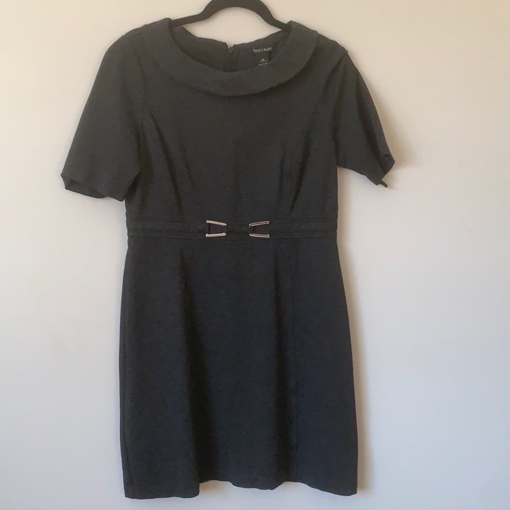 WH/BM Dark gray short sleeved white house black market dress size 10 silver